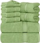 Utopia Towels 8 Piece Towel Set (Sage Green) 2 Bath Towels, 2 Hand Towels & 4 Washcloths - 100% Cotton