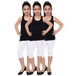 Robinbosky Premium Girls Capri Leggings Grey, Blue and Pink Value Combo Pack of 3 (15-16 Years, 026 White)