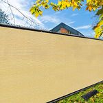 iCover 4x50ft (1.2x15.2m) Privacy Screen Fence, Garden Windscreen Mesh Shade Sail Net Barrier, Reinforced Bindings and Brass Grommets Cable Zip Ties Included, Sand