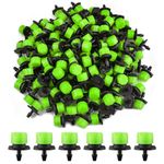 Kalolary 200Pcs Adjustable Irrigation Drippers Sprinklers 360 Degree 1/4 Inch Barbed Drip Emitter Watering Sprinklers Anti-Clogging Drippers for Garden Watering System