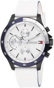 Tommy Hilfiger Montre Analogique Multifunction à Quartz pour homme avec Bracelet en silicone Blanc - 1791723