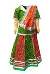 Kaku Fancy Dresses Indian State Rajasthani Folk Dance Farmer Costume for Kids/Lehenga Choli Dupatta Farmer Costume Set -Red, 5-6 Years, for Girls