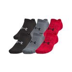 Under Armour Unisex Essential No Show Socks 6 Pack, (600) Red/Red/Black, Large