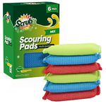 SCRUBIT Multi-Purpose Scouring Pad - Non-Scratch Cleaning Sponges for Pots, Pans, Dishes, Utensils & Non-Stick Cookware - Scrubbing Pads Use for Kitchen, Bathroom - 6 Pack Dish Sponge (Blue, Red, Green)