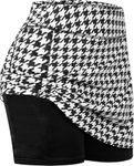 Mehrang Skirt with Shorts for Women's & Girl's Solid High Waist Flared Skater Short Mini Skirt (in, Alpha, L, Regular, Standard, Houndstooth Black)