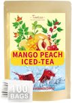 TeeLux Mango Peach Iced Tea, Rosehips Tea with Hibiscus & Chamomile & Lemon Balm, Refreshing Tart & Sweet Taste, Caffeine Free, 100 Count