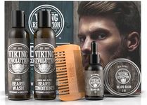 Viking Revolution - Beard Conditioner Kit - Beard Grooming Kit for Men - Softens, Smoothes & Soothes - with Beard Wash & Conditioner, Beard Oil, Beard Balm and Beard Comb