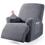 VANSOFY Recliner Chair Cover, 3-Pieces Stretch Recliner Covers for Recliner Chair Soft Reclining Chair Slipcover Furniture Protector for Dogs Cats(Dark Gray)