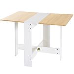 HOMCOM Wooden Folding Dining Table Writing Computer Desk PC Workstation Space Saving Home Office Oak & White