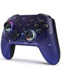Voyee Switch Controller, LED Star Wireless Pro Controllers Compatible with Switch 2/Lite/OLED, Multi-Platform Windows PC with 9 Colors RGB Lights/Programmabele/Vibration/Turbo/Wakeup