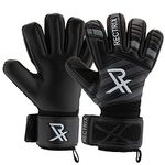 Rectrix 1.0 Goalkeeper Gloves (With Free Zip Case) - Negative Cut - Youth & Adult Sizes - Pro-Level Grip For Football Soccer Goalkeeping (7, Black)