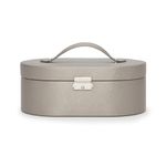 Wolf Designs Heritage Oval Jewelry Box, Faux Leather, Pewter Saffiano