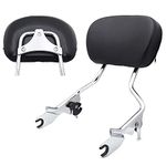 HTT adjustable Chrome Backrest Sissy Bar w/Leather pad w/Flat Mounting Plate For ALL YEAR H-D Touring FLHR- Road King FLHX- Street Glide (NEED DOCKING,SOLD SEPARATELY)