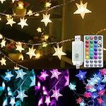 Solhice 40ft Color Changing Star String Lights. 120 LEDs Christmas Lights Indoor, USB Powered Multicolor Xmas Tree Lights with Remote, RGB Fairy Lights for Bedroom Party Decor