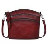 HESHE Crossbody Bags for Women Leather Purses Shoulder Handbags with Multi-Pockets Vintage Ladies Small Satchel Bag Cross Body Bag (Wine)