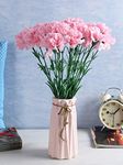 Fourwalls Artificial Synthetic Single Carnation Flower Stick (45 cm Tall, Set of 20, Pink)