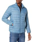 Amazon Essentials Men's Packable Lightweight Water-Resistant Puffer Jacket (Available in Big & Tall), Light Blue, M