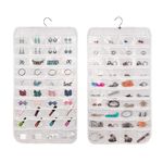 Linkstyle Hanging Jewelry Organizer, Double-Sided Travel Jewelry Storage Roll, 80 Pocket Jewelry Holder Bag with Hook, 1PCS