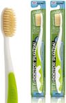 MOUTHWATCHERS Dr Plotkas Extra Soft Flossing Toothbrush Manual Soft Toothbrush for Adults | Ultra Clean Toothbrush | Good for Sensitive Teeth and Gums | Green, 2 Count