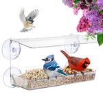 Mrcrafts Window Bird Feeder with Strong Suction Cups, Clear Window Bird feeders for Viewing, Bird Feeders for Outdoors Outside, Fits for Cardinals, Finches, Chickadees etc, Unique Gift