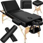 TecTake® Portable Massage Table, Comfortably Padded Adjustable Table with Stool and Bolsters, Including Storage Bag, Massage Bed Ideal for Beauty, Eyelash, Physiotherapy and Therapy Sessions - black