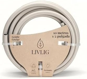 LIVLIG manguera jardín 10 metros, manguera de riego 13mm (1/2 pulgada) Made in Germany, manguera de agua de PVC reciclado, dimensionalmente estable, color: Beige