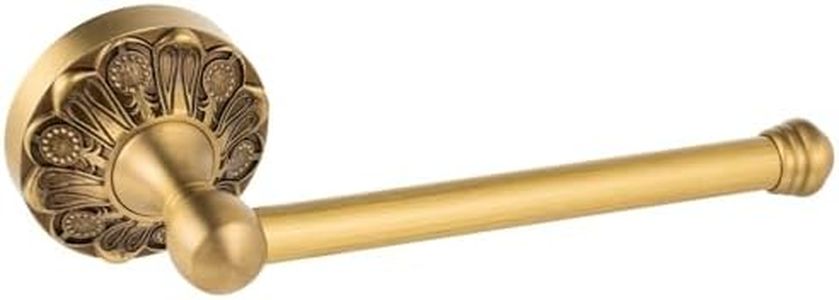 Lucyound Antique Gold Toilet Paper Holder, Simple Rod Type Toilet Roll Holder Wall Mount, Vintage Decorative Bathroom Accessories, Brass Petal-Relief Series