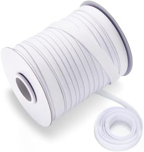 Double Fold Bias Tape, Bias Tape Double Fold 1/2 inch for Quilt Binding 55 Yards Polyester Pre-fold White Bulk Bias Tape for Sewing, Seaming, DIY Craft, Non-Stretch(13mm, 50 Meters)