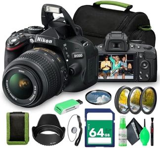Nikon D5100 SLR Camera with 18-55mm f/3.5-5.6G VR Lens Bundle, Vari-Angle LCD, 16.2MP DX Sensor for Beginner to Advanced Photography (25478) + 64GB Card + Camera Bag + More (20pc Kit)