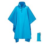 Senmortar Rain Poncho Multifunctional Raincoat Waterproof with Hood Light Blue for Men Women Adult Hiking Fishing Festivals Camping