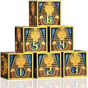 Neteru Dice Pharaoh Legacy Zinc Alloy Dice Set 6 D6 Hand Painted Egyptian Artifact Inspired for Dungeons and Dragons Tabletop Gaming Collectors (6D6 Gold)
