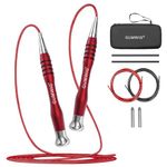 Gumwig Speed Jump Rope， Removable Weighted Aluminum Skipping Rope with 2 Pcs Ropes for Adults, Men, Women, Kids, Easy to Adjust Length with Self-Locking System for Boxing Fitness Training Workout