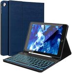 D DINGRICH Keyboard Case for iPad 6th Generation(2018), 5th Gen(2017), Air 2/Air, iPad Pro 9.7, Protective Case with Pencil Holder, Backlit Bluetooth Detachable Keyboard, Auto Sleep/Wake, DB