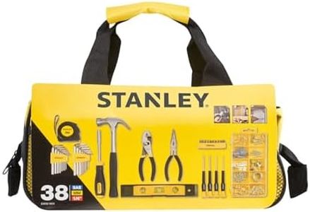 STANLEY 38-Piece Mixed Tool Set with Storage Bag - Includes Hammer, Pliers, Screwdrivers, Allen Keys, Measuring Tape, Level & Hardware – Durable, Portable, Reliable Performance - STMT0-74101
