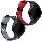 kwmobile Straps Compatible with Huawei Watch GT 2e Straps - 2x Replacement Silicone Watch Bands - Black/Red/Black/Grey