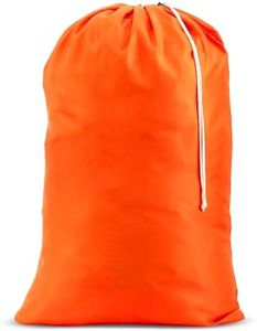 Nylon XL Laundry Bag - Locking Drawstring Closure, Machine Washable, These Large Bags will Fit a Laundry Basket or Hamper and Strong Enough to Carry up to Two Loads of Clothes (Orange | 22" x 32")