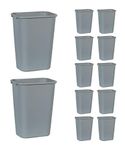 Rubbermaid FG295700GRAY Rectangular Wastebasket, 39 L, Grey (Pack of 12)