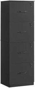 VASAGLE CUSTOS Collection 4-Drawer Vertical File Cabinet for Home Office, Printer Stand, with 4 Lockable Drawers, Adjustable Hanging Rail, for A4 and Letter-Size Files, Ink Black UOFC082B02