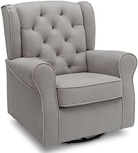 Delta Children Emerson Upholstered Glider Swivel Rocker Chair, Dove Grey with Soft Grey Welt