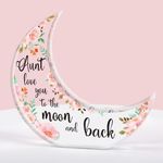 Apjielop Aunt Gifts - Acrylic Moon Deco Birthday Gifts for Aunt, Touching Sayings Engraved Gifts for Aunt,Best Aunt Ever Gifts, Auntie Gifts for Birthday Mothers Day Thanksgiving Christmas