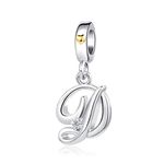 SBI Jewelry Silver Clear CZ Initial Letter D Charm Compatible with Pandora Charm Bracelet Necklace gift Pendant Family Birthday Christmas