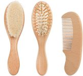 BoAn Wooden Baby Hair Brush and Comb Set,Natural Soft Goat Bristles,Cradle Cap Brush for Newborns & Toddlers,Perfect Scalp Grooming Product for Infant and Perfect Baby Registry Gift