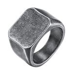 GOLDCHIC JEWELRY Size T½ Vintage Grey Signet Rings For Man, Stainless Steel Ring For Classical Cocktail Husband Father Valentine