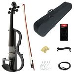 Kinglos 4/4 Black Grid Colored Solid Wood Advanced Electric/Silent Violin Kit with Ebony Fittings Full Size (DSG1311)