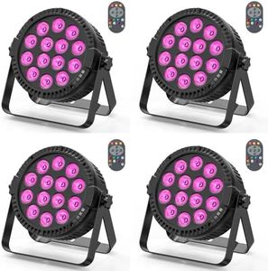 Stage Lights, 4 Pack U`King LED Par Lights RGBW DJ Stage Lighting 14x6W Uplights for Events by Sound Activated and DMX Control for Wedding Church Live Show Disco Halloween Christmas Parties