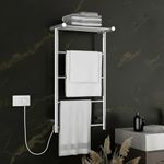 Plantex /304 Grade Stainless Steel Electric Heated Towel Rail for Bathroom/4-Bar Wall Mounted Towel WarmerTowel Bar/Fast Heating & Rust Proof - (Chrome, 900mm X 500 X 250mm)