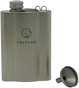 Valtcan Titanium Hip Flask Canteen Military Design180ml 6 oz Capacity Camping Hiking with Custom Ti Funnel Ultralight 144g