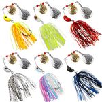 Spinnerbait Fishing Lures Kit Set, 6pcs Bass Fishing Buzzbait Multicolor Bass Trout Salmon Metal Spinner Baits Swim Jigs Freshwater Saltwater Fishing