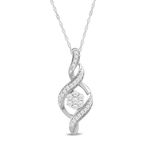 Amazon Collection 10K White Gold Diamond Twist Pendant Necklace (1/4 cttw), 18"