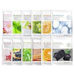 12pcs Moisturising Sheet Face Mask, Sheet Masks Multipack for Purely Natural Plant and Fruit Organic Extracts Moisturizing Repairing, Face Masks Skincare Sheet with Firming Brightening